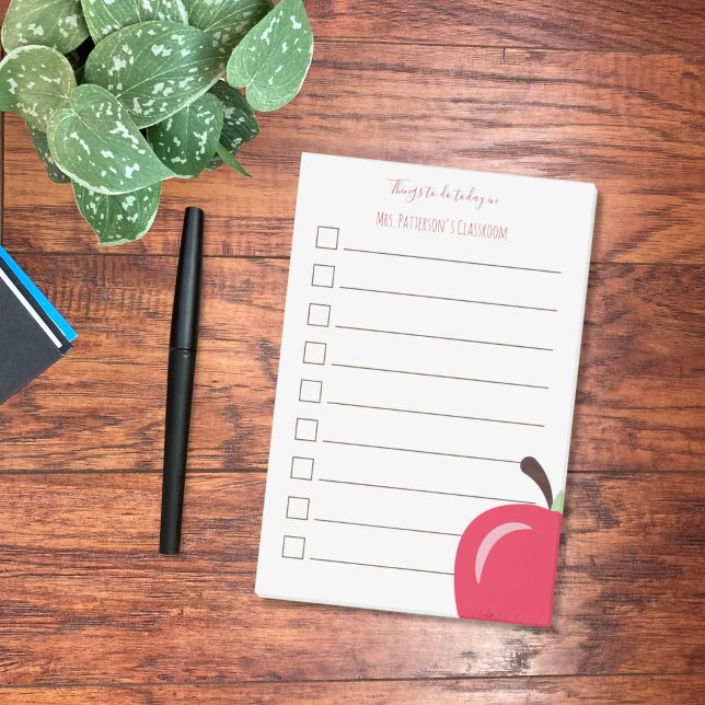 Red Apple to Do List Teacher Post-it Notes Block (Red apple personalized teacher to-do list post-it notes .)
