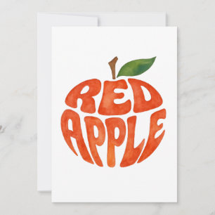 Red Apple Typography Art, Apple Tack Kort