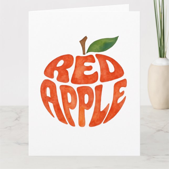Red Apple Typography Art, Apple Tack Kort (Framsida)
