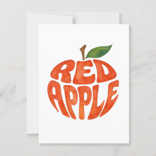 Red Apple Typography Art, Apple Vykort