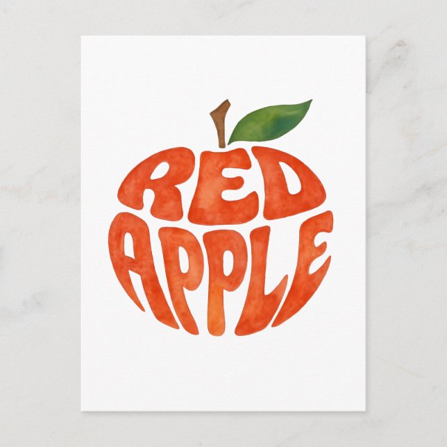 Red Apple Typography Art, Apple Vykort (Framsida)