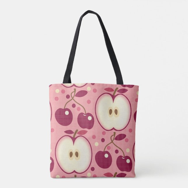 Red Apples and Cherries Tote Bag Tygkasse (Baksida)