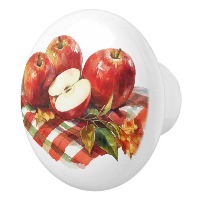 Red Apples and Red Gingham Kitchen Knopp (Höger)
