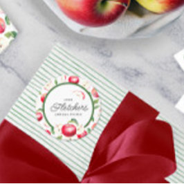 Red Apples Botanical Anpassningsbar Runt Klistermärke