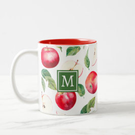 Red Apples Botanical Monogram Två-Tonad Mugg