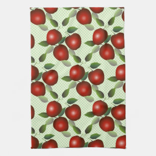 Red Apples Fruit Gingham Kökshandduk