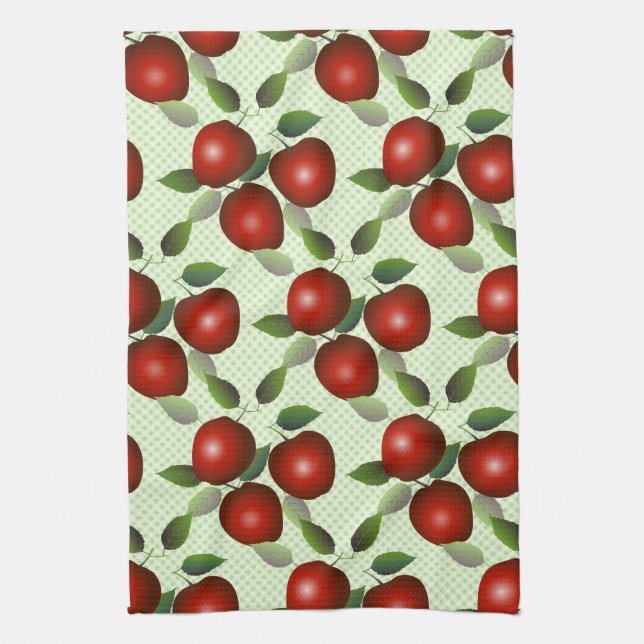 Red Apples Fruit Gingham Kökshandduk (Vertikal)