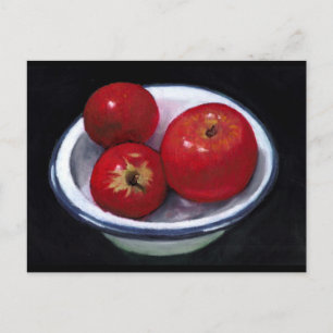RED APPLES IN OIL PASTEL ART VYKORT