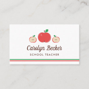 Red Apples School Teacher Visitkort