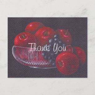 Red Apples still Life Oljemålning Tack Vykort