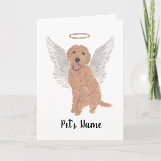 Red Apricot Golden Doodle Sympathy Memorial Kort (Framsida)