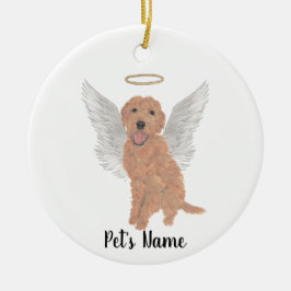 Red Apricot Golden Doodle Sympathy Memorial Pillar Julgransprydnad Keramik
