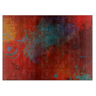 Red, Aqua & Guld Grunge Digital Abstrakt Art