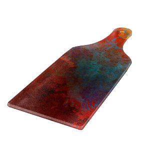 Red, Aqua & Guld Grunge Digital Abstrakt Art