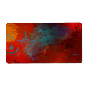 Red, Aqua & Guld Grunge Digital Abstrakt Art Fraktsedel