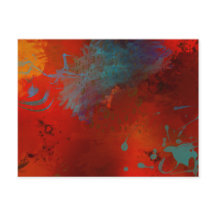 Red, Aqua & Guld Grunge Digital Abstrakt Art