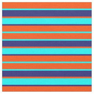 Red, Aqua och Midnight Blue Linjer Tyg