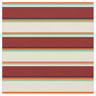 Red, Aquamarine, Bisque, Maroon & Black Färgad Tyg