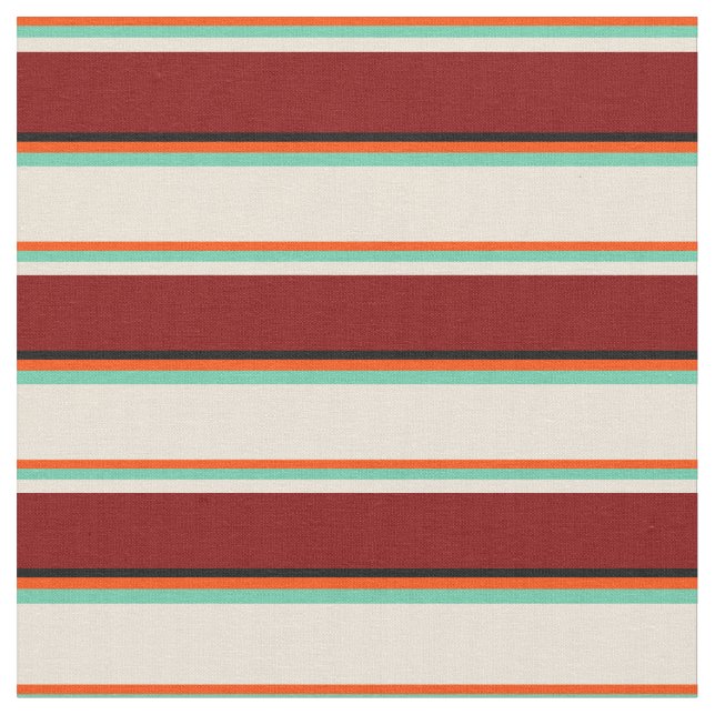 Red, Aquamarine, Bisque, Maroon & Black Färgad Tyg (Närbild)