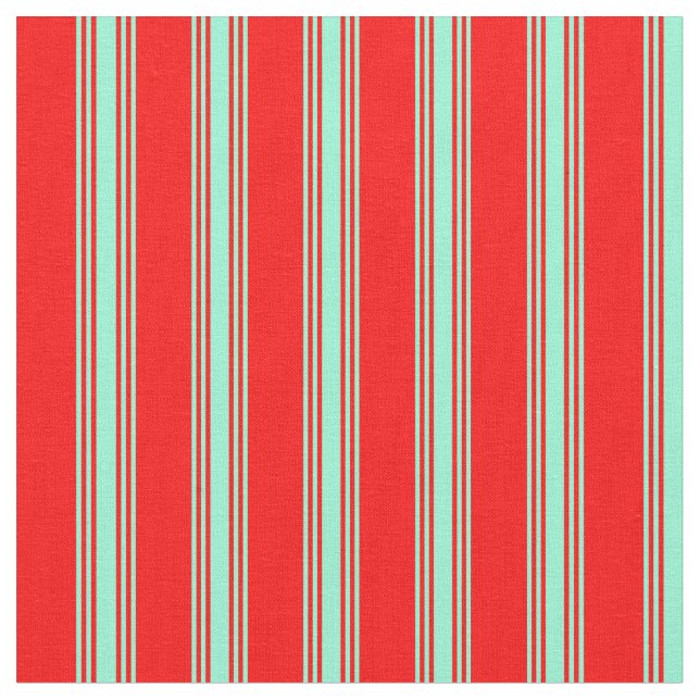 Red & Aquamarine Färgad Stripe Mönster Tyg (Närbild)