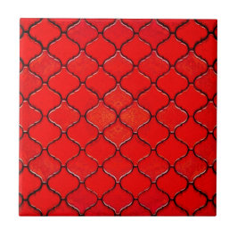 Red Arabesque Mönster Kakelplatta
