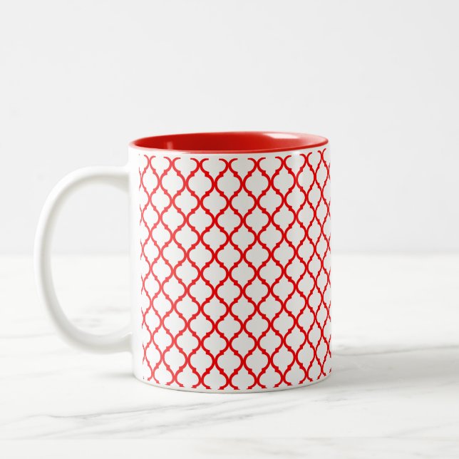 Red arabesque mönster Two Tone-kaffe mugg (Vänster)