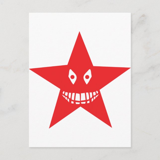 Red arg star ansikte leende vykort (Framsida)