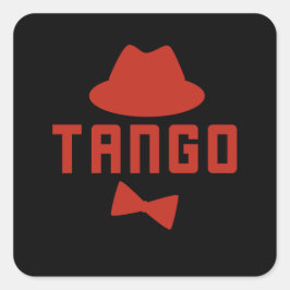 Red Argentine Tango Fedora Bow Tie Dancer Fyrkantigt Klistermärke