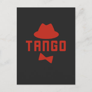 Red Argentine Tango Fedora Hat och Bowtie Vykort