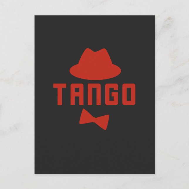 Red Argentine Tango Fedora Hat och Bowtie Vykort (Framsida)