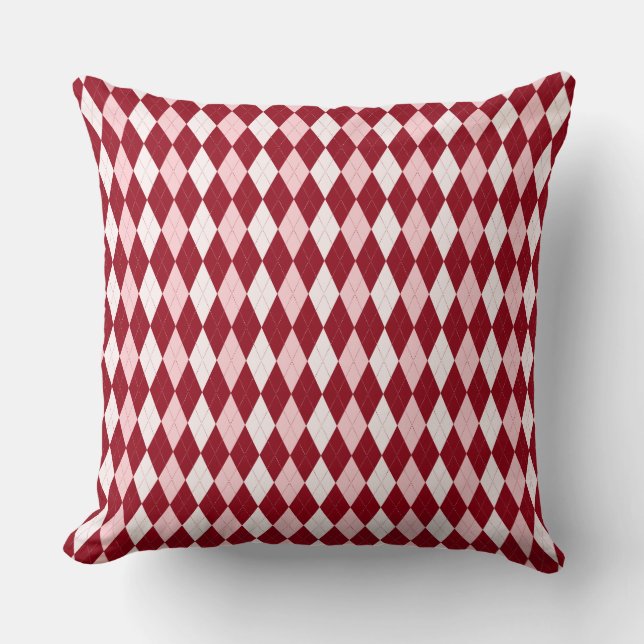 Red Argyle Crimson Rosa Small Diamond Shape Kudde (Framsida)