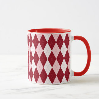Red Argyle Crimson Rosa Small Diamond Shape Mugg