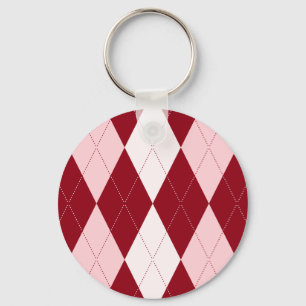 Red Argyle Crimson Rosa Small Diamond Shape Nyckelring