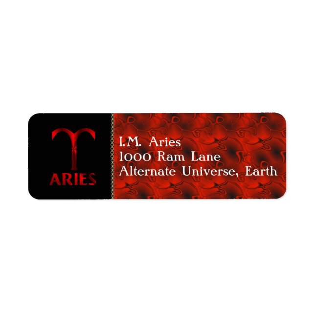 Red Aries Horoscope Symbol Returadress Etikett (Framsidan)