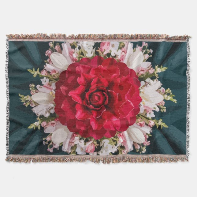 Red Armeria Blommigt Arrangemang på Luxurious Filt (Framsidan)