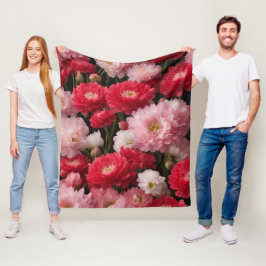 Red Armeria Blommigt Fleece Blanket - Luxurious Hi