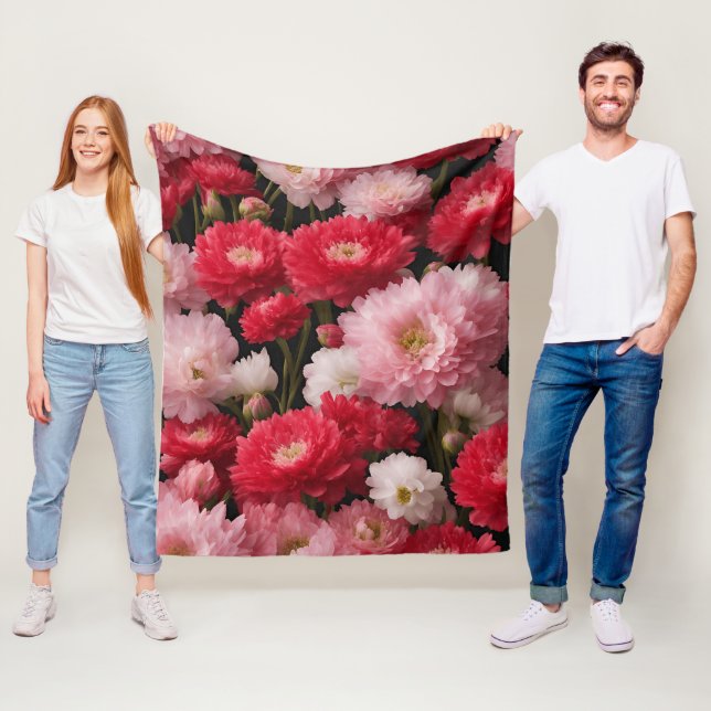 Red Armeria Blommigt Fleece Blanket - Luxurious Hi (På plats)