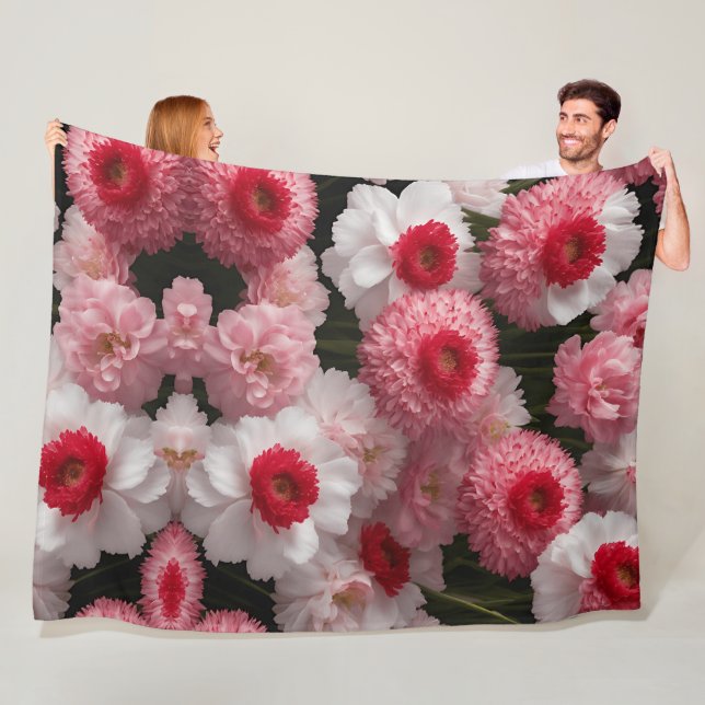 Red Armeria Blommigt Fleece Blanket - Luxurious Hi (På plats)