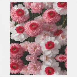 Red Armeria Blommigt Fleece Blanket - Luxurious Hi