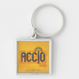 Red Art Deco ACCIO™ Spell Graphic Fyrkantig Silverfärgad Nyckelring