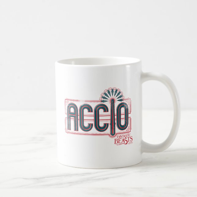 Red Art Deco ACCIO™ Spell Graphic Kaffemugg (Höger)