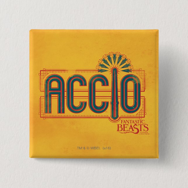 Red Art Deco ACCIO™ Spell Graphic Knapp (Framsida)