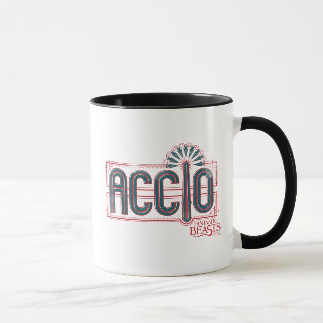 Red Art Deco ACCIO™ Spell Graphic Mugg (Höger)
