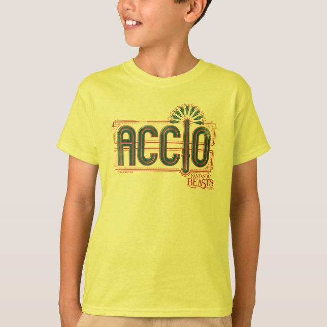 Red Art Deco ACCIO™ Spell Graphic Tee (Framsida)