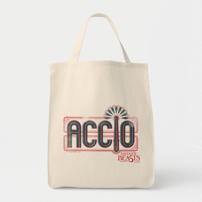 Red Art Deco ACCIO™ Spell Graphic Tygkasse (Framsidan)