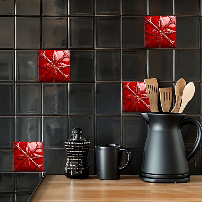 Red Art Deco Kakelplatta (Skapare uppladdad)