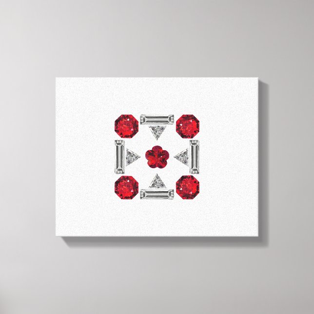 Red Art Deco Mönster Canvastryck (Framsida)
