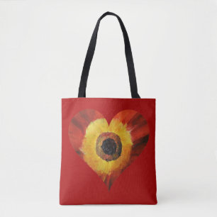 Red Art Flower HeartCustom All-over-Print Tote Bag Tygkasse