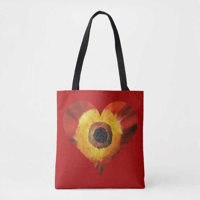 Red Art Flower HeartCustom All-over-Print Tote Bag Tygkasse (Framsida)
