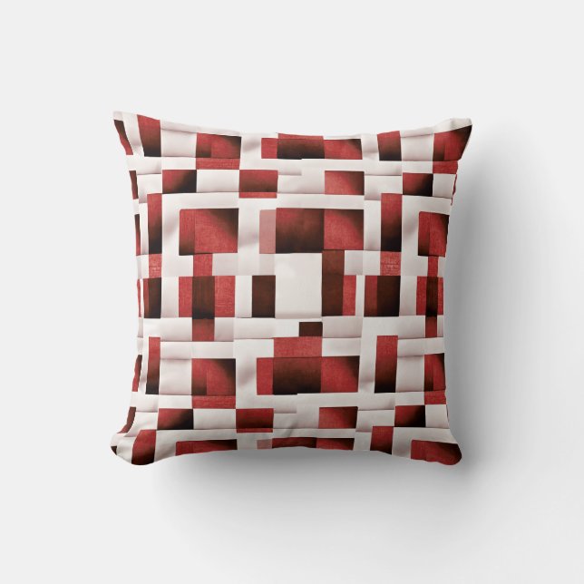 Red Artistic Checkered Motif | Geometric Mönster Kudde (Framsida)